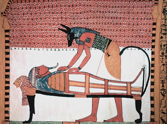 Click to enlarge Anubis Attending the Mummy of Sennedjem