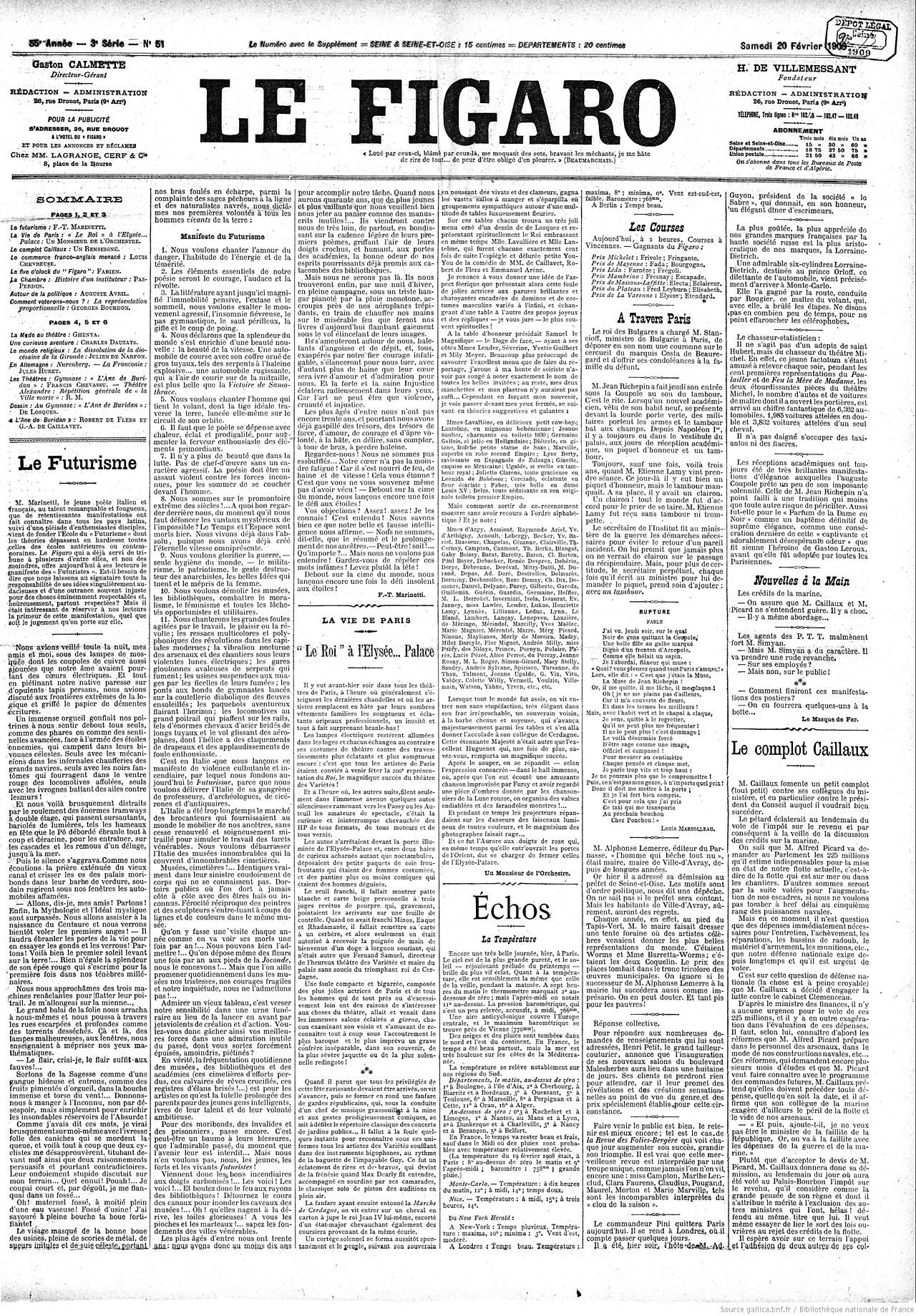 Click to enlarge Manifesto of Futurism